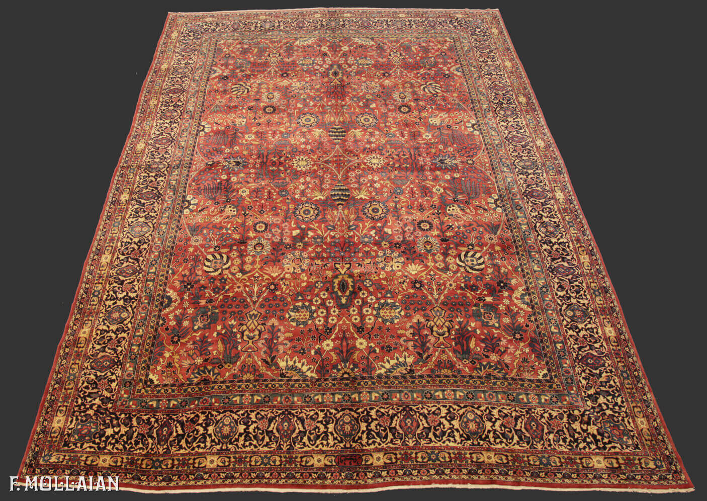 Tapis Persan Antique Kerman Signed « OCM » n°:12689950